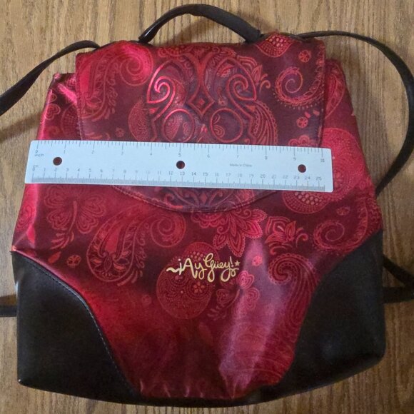Ay Guey purse, back pack style Red with Skull theme - Picture 3 of 8